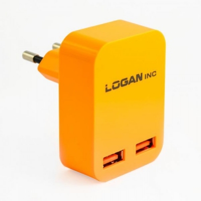 Сетевое зарядное устройство Logan Inc Ch2 Orange