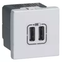 Розетка USB-зарядка встраиваемая (2хType-A, 4.1 А, 45х45 мм) Simply Connect 148302 - 1 Module (2UCa)