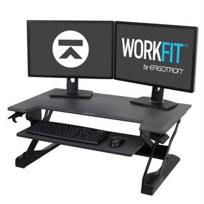 Настольная платформа рабочее место на два монитора Ergotron 33-406-085 WorkFit-TL, Standing Desk Workstation (Black)