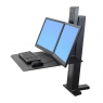 Настольное рабочее место для двух мониторов Ergotron 33-407-085 WorkFit-SR, Dual Monitor, Standing Desk Workstation (Black)