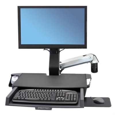 Настенное рабочее место для одного монитора Ergotron 45-260-026 StyleView Sit-Stand Combo Arm with Worksurface (Polished Aluminum) Настенное рабочее место для одного монитора Ergotron 45-260-026 StyleView Sit-Stand Combo Arm with Worksurface (Polished Aluminum)