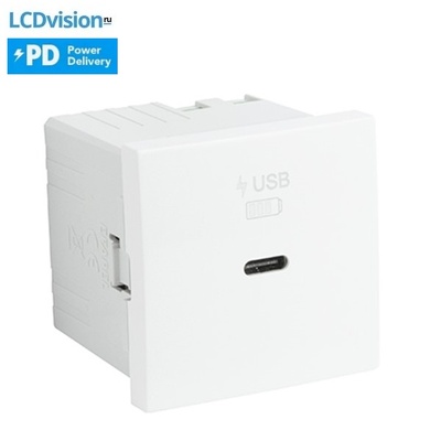 Встраиваемый модуль 45х45 USB-порт зарядка х 1 (тип C) 65 Вт Efapel 45396 USB Charger Type C Power Delivery 65 W - 2 Modules
