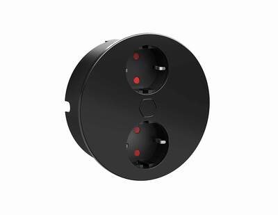 Встраиваемый розеточный блок HPF Duplex-R (2S) Black matte Встраиваемый розеточный блок HPF Duplex-R (2S) Black matte