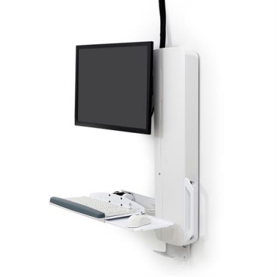 Настенное рабочее место для одного монитора Ergotron 61-081-062 StyleView Sit-Stand Vertical Lift, High Traffic Area (White)
