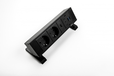 Настольный розеточный блок Sсhulte EVOline Dock Square (2S1UC2U) Настольный розеточный блок Sсhulte EVOline Dock Square (2S1UC2U)