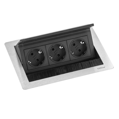 Встраиваемый розеточный блок Sсhulte EVOline FlipTop Push S (3S) Встраиваемый розеточный блок Sсhulte EVOline FlipTop Push S (3S)