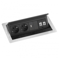 Встраиваемый розеточный блок Sсhulte EVOline FlipTop Push M (2S1UCa2LAN)