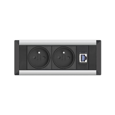 Встраиваемый розеточный блок Sсhulte EVOline FrameDock S (2S1LAN) Встраиваемый розеточный блок Sсhulte EVOline FrameDock S (2S1LAN)