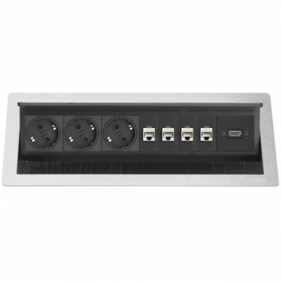 Встраиваемый розеточный блок Sсhulte EVOline FlipTop Push XL (3S4LAN1HDMI)