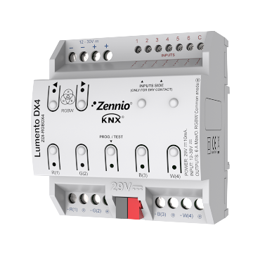 Контроллер универсальный KNX 4-канальный диммер LED c дополнительными входами Zennio Lumento DX4 Контроллер универсальный KNX 4-канальный диммер LED c дополнительными входами Zennio Lumento DX4