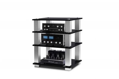 Тумба под аппаратуру Norstone Square HiFi Satin Aluminium Brushed — Lacquered Black
