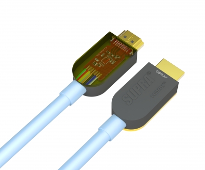 Активный оптический гибридный волоконно-медный HDMI кабель Supra HDMI-HDMI AOC 4K/HDR Type-A Активный оптический гибридный волоконно-медный HDMI кабель Supra HDMI-HDMI AOC 4K/HDR Type-A