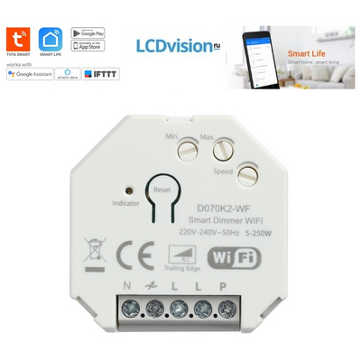 Диммерный выключатель кнопочный Smart Wi-Fi универсальный 5-200Вт Rikett Dimmer switch push button Smart Wi-Fi universal 5-200W Standart — 1 Module
