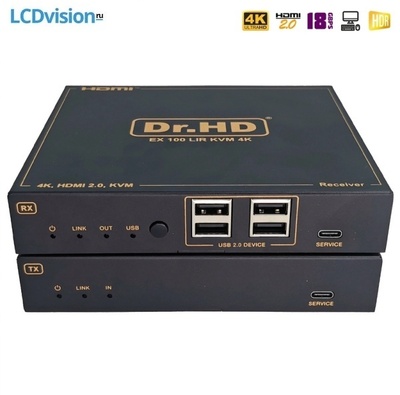 Удлинитель линии IP/CAT комплект приемник-передатчик HDMI 4K с технологией KVM USB 2.0 Dr.HD EX 100 LIR KVM 4K Удлинитель линии IP/CAT комплект приемник-передатчик HDMI 4K с технологией KVM USB 2.0 Dr.HD EX 100 LIR KVM 4K