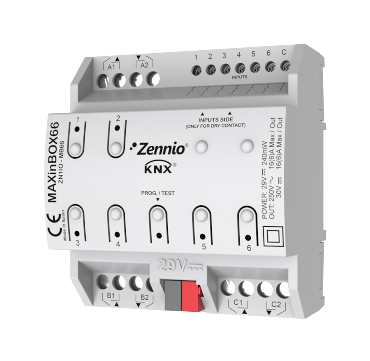 Актуатор многофункциональный KNX c дополнительными входами Zennio MAXinBOX 66 Актуатор многофункциональный KNX c дополнительными входами Zennio MAXinBOX 66