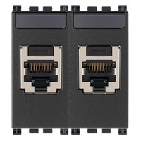 Розетка одинарная для скрытой установки 2 x RJ45 Cat5e UTP Basalte 403-03 Black