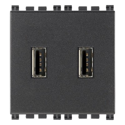 Розетка одинарная для скрытой установки 2 х USB Basalte 402-03 Black Розетка одинарная для скрытой установки 2 х USB Basalte 402-03 Black